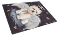 Westie Christmas Angel Cutting Board Tempered Glass Kitchen Cutting Surface, Heat Resistant Chopping, Non-Slip Feet, Food Prep & Serving