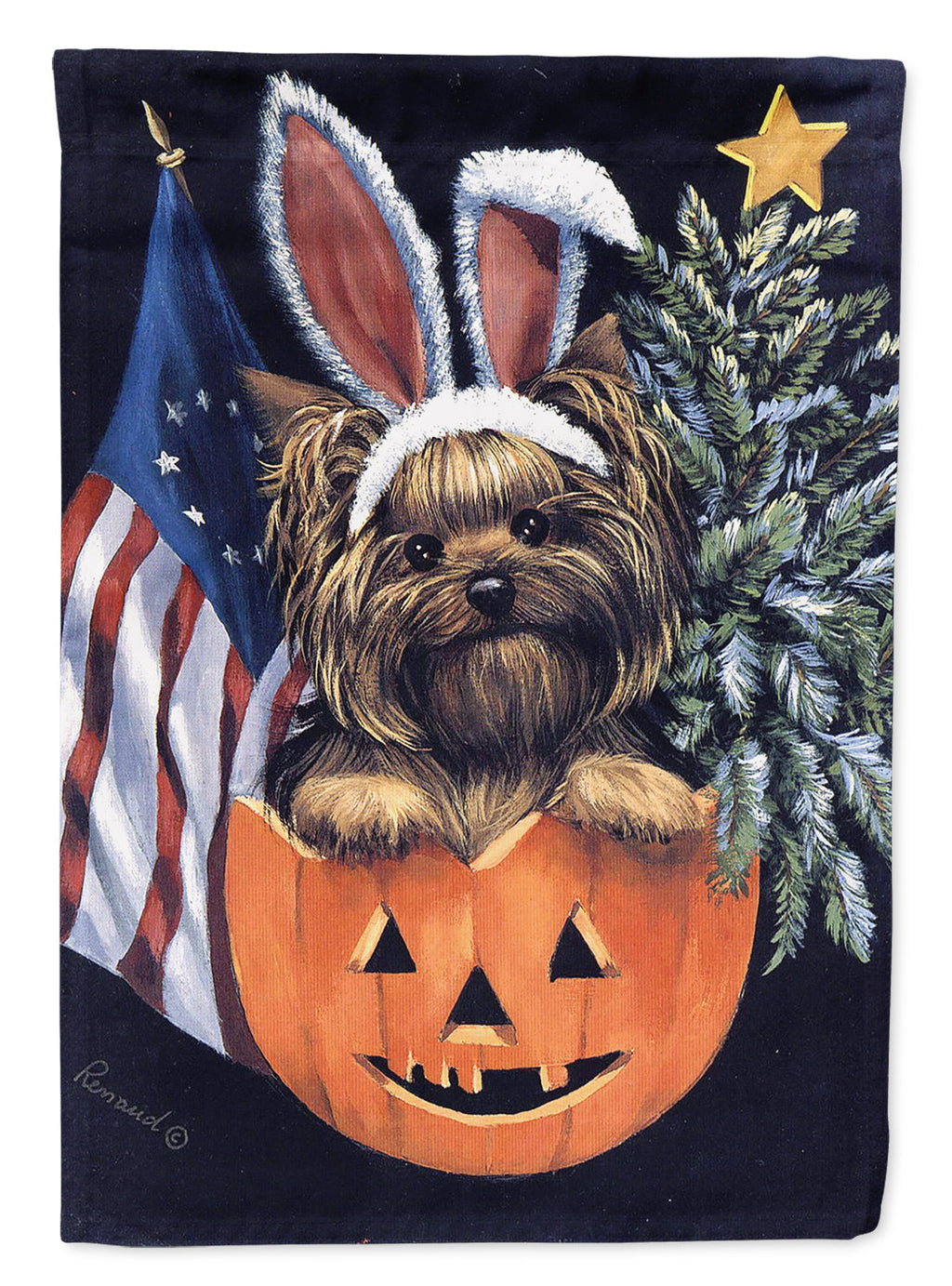 Yorkie for All Seasons House Flag 28x40 Porch Sleeve Pole Decorative Outside Yard Banner Artwork Wall Hanging, Polyester