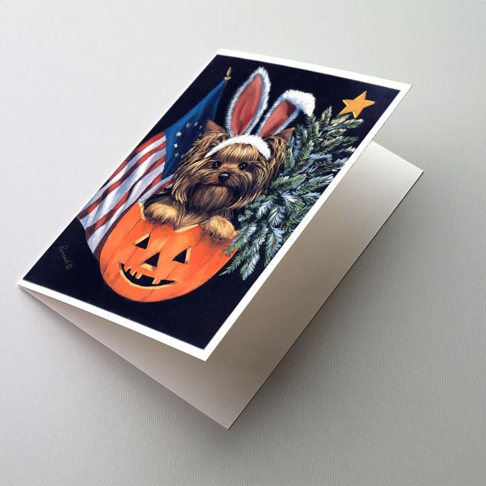 Yorkie for All Seasons Greeting Cards Pack of 8 Blank Cards with Envelopes Whimsical A7 Size 5x7
