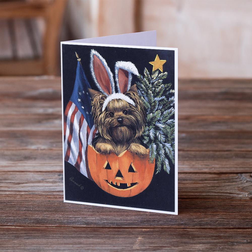 Yorkie for All Seasons Greeting Cards Pack of 8 Blank Cards with Envelopes Whimsical A7 Size 5x7