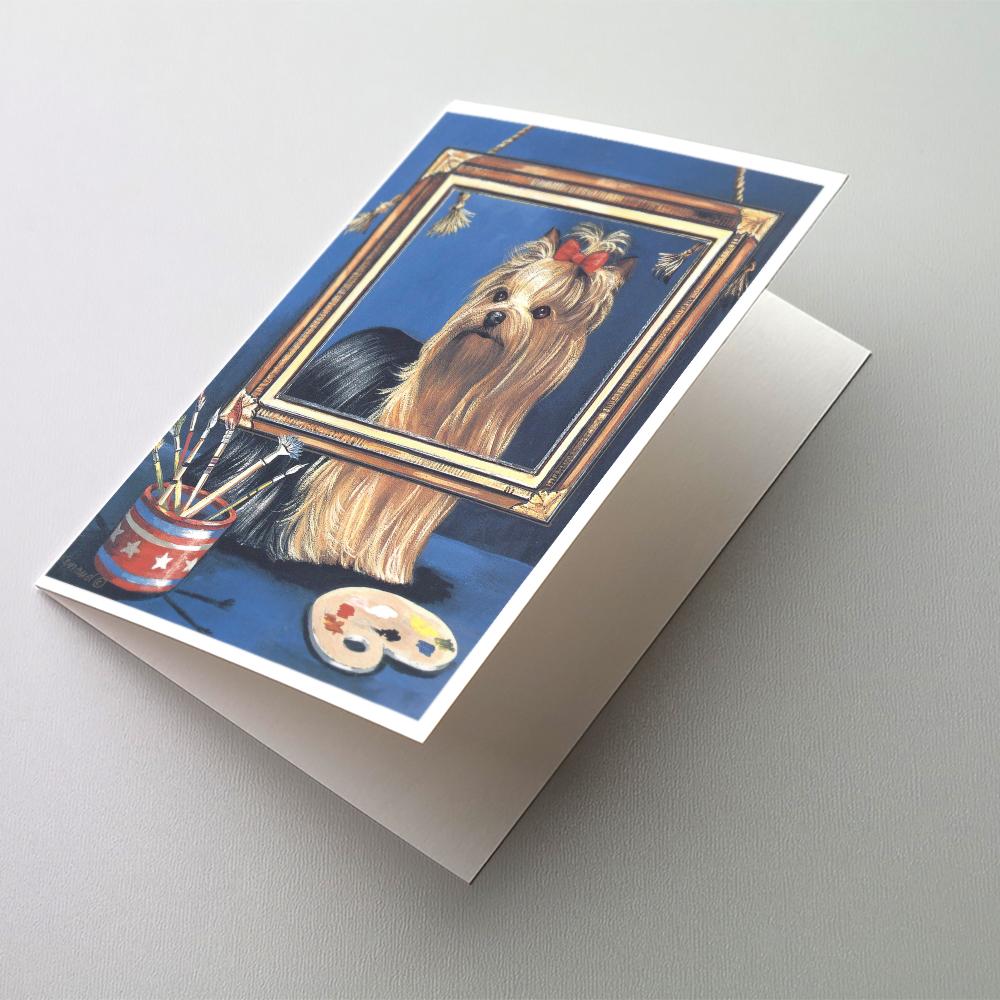 Yorkie Pretty as a Picture Greeting Cards Pack of 8 Blank Cards with Envelopes Whimsical A7 Size 5x7