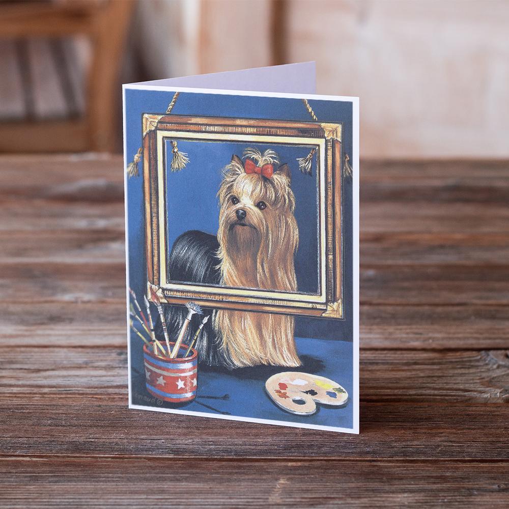 Yorkie Pretty as a Picture Greeting Cards Pack of 8 Blank Cards with Envelopes Whimsical A7 Size 5x7