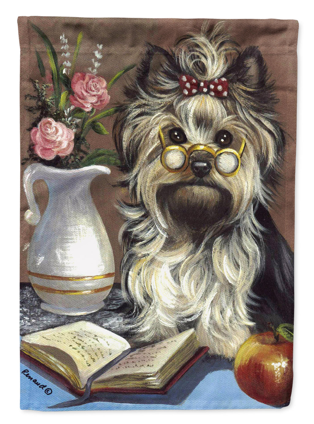 Yorkie Teacher's Pet House Flag 28x40 Porch Sleeve Pole Decorative Outside Yard Banner Artwork Wall Hanging, Polyester