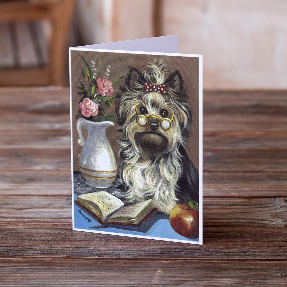 Yorkie Teacher's Pet Greeting Cards Pack of 8 Blank Cards with Envelopes Whimsical A7 Size 5x7