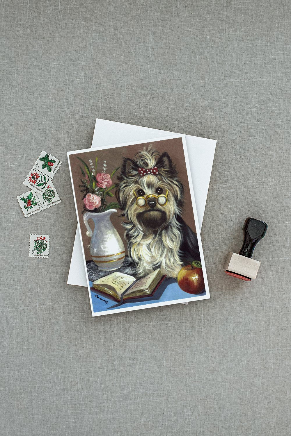 Yorkie Teacher's Pet Greeting Cards Pack of 8 Blank Cards with Envelopes Whimsical A7 Size 5x7