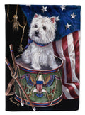 Westie Little Drummer Boy USA House Flag 28x40 Porch Sleeve Pole Decorative Outside Yard Banner Artwork Wall Hanging, Polyester