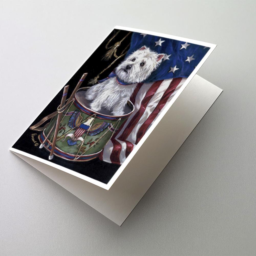 Westie Little Drummer Boy USA Greeting Cards Pack of 8 Blank Cards with Envelopes Whimsical A7 Size 5x7