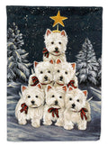 Westie Christmas Family Tree House Flag 28x40 Porch Sleeve Pole Decorative Outside Yard Banner Artwork Wall Hanging, Polyester