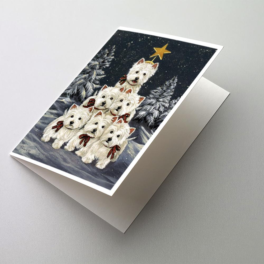 Westie Christmas Family Tree Greeting Cards Pack of 8 Blank Cards with Envelopes Whimsical A7 Size 5x7