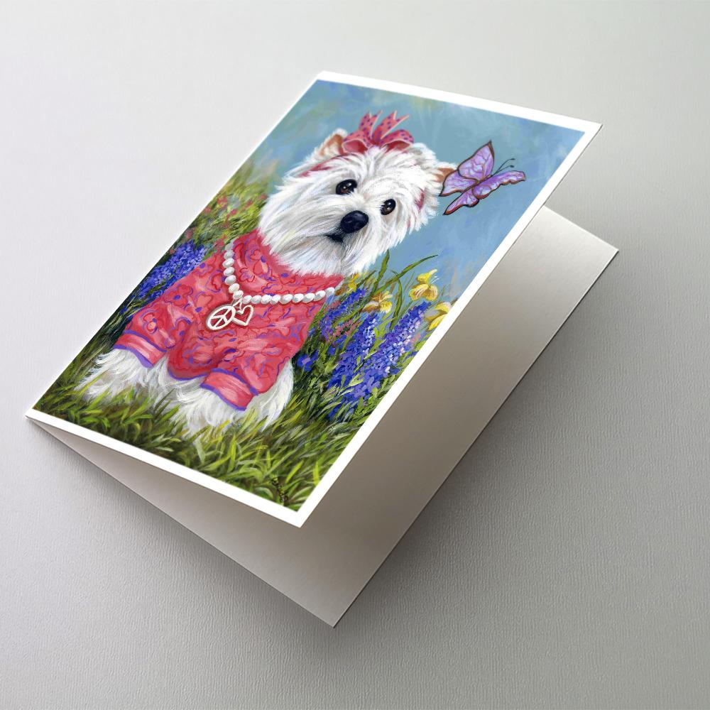Westie Springtime Greeting Cards Pack of 8 Blank Cards with Envelopes Whimsical A7 Size 5x7