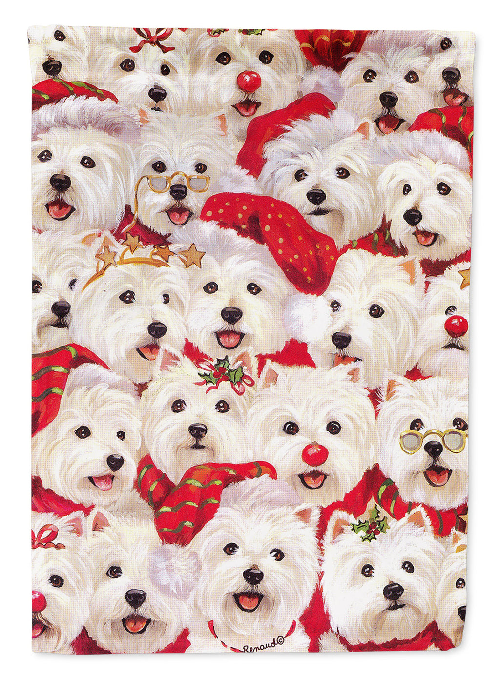 Westie Christmas a Plenty House Flag 28x40 Porch Sleeve Pole Decorative Outside Yard Banner Artwork Wall Hanging, Polyester