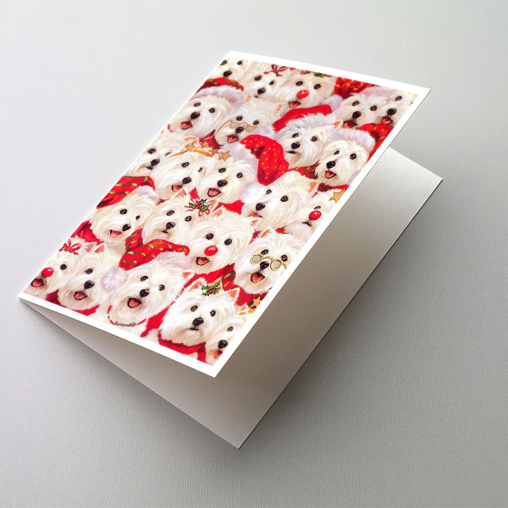 Westie Christmas a Plenty Greeting Cards Pack of 8 Blank Cards with Envelopes Whimsical A7 Size 5x7