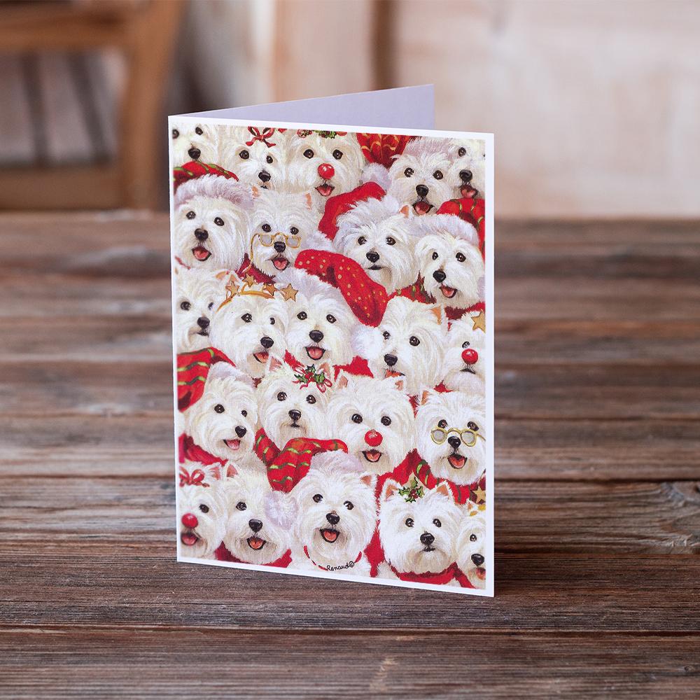 Westie Christmas a Plenty Greeting Cards Pack of 8 Blank Cards with Envelopes Whimsical A7 Size 5x7