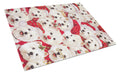 Westie Christmas a Plenty Cutting Board Tempered Glass Kitchen Cutting Surface, Heat Resistant Chopping, Non-Slip Feet, Food Prep & Serving