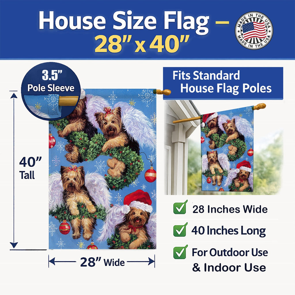 Yorike Christmas Angels Everywhere House Flag 28x40 Porch Sleeve Pole Decorative Outside Yard Banner Artwork Wall Hanging, Polyester