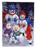 Westie Snowpeople House Flag 28x40 Porch Sleeve Pole Decorative Outside Yard Banner Artwork Wall Hanging, Polyester