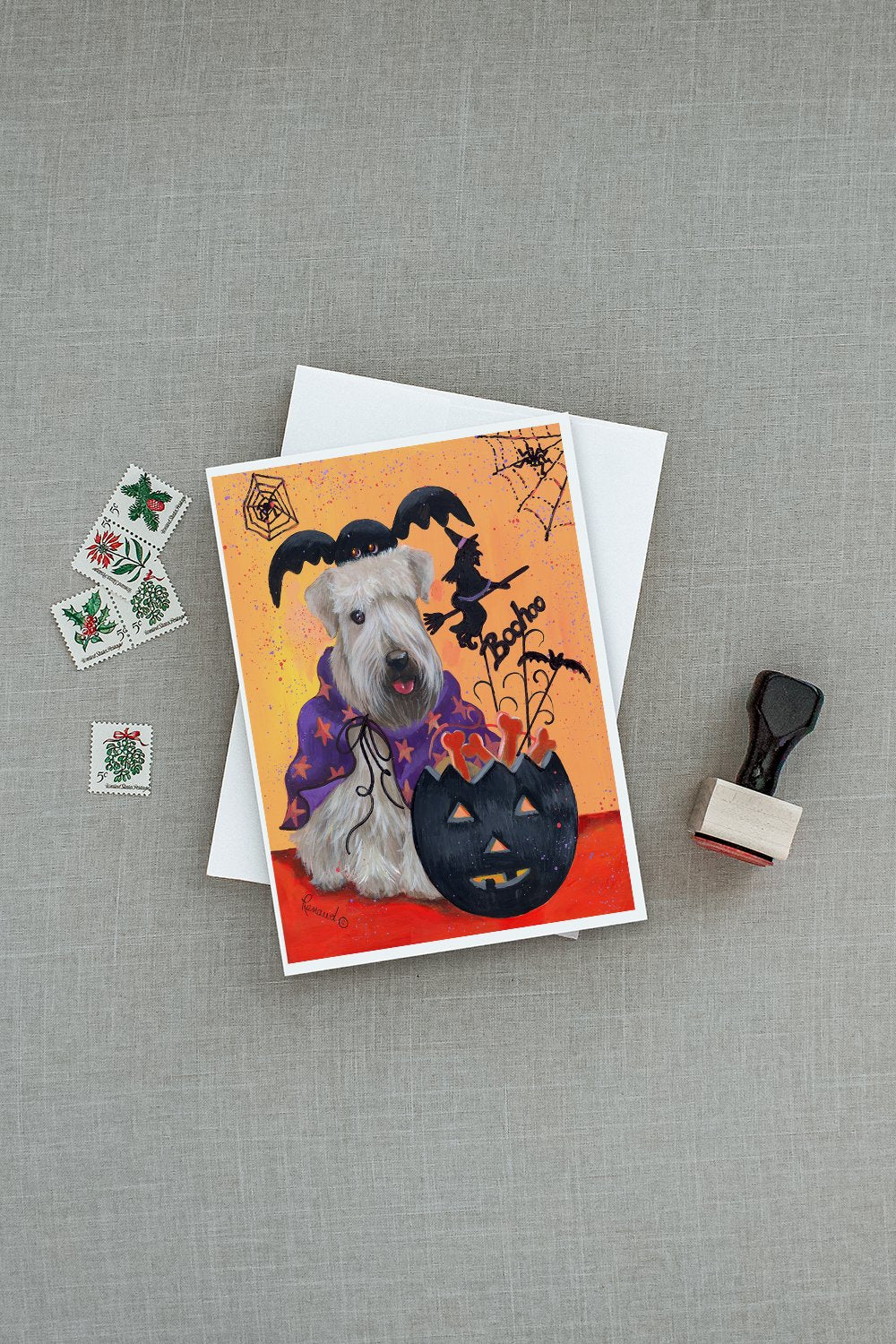 Wheaten Terrier Halloween Greeting Cards Pack of 8 Blank Cards with Envelopes Whimsical A7 Size 5x7