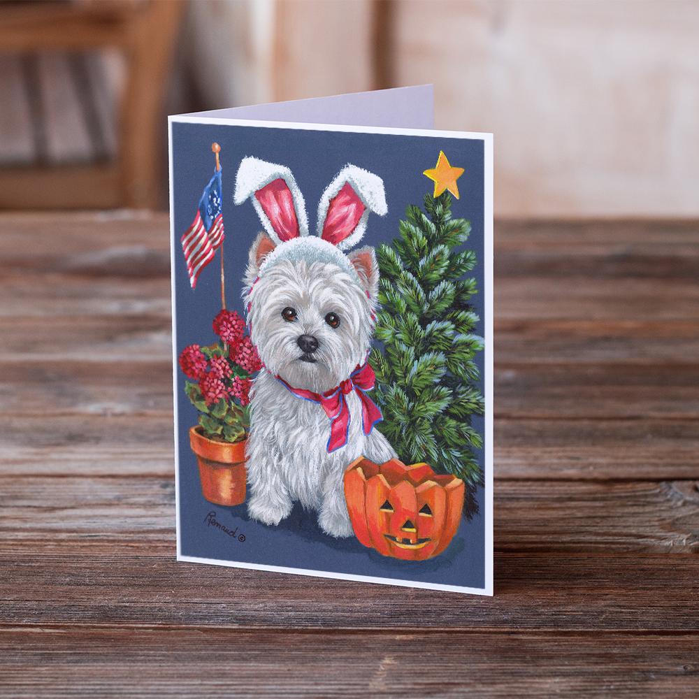Westie for All Seasons Greeting Cards Pack of 8 Blank Cards with Envelopes Whimsical A7 Size 5x7