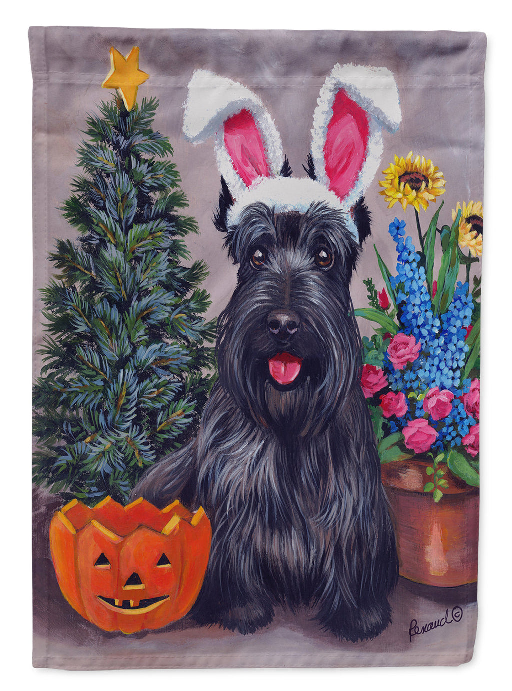 Scottish Terrier Scottie for All Seasons House Flag 28x40 Porch Sleeve Pole Decorative Outside Yard Banner Artwork Wall Hanging, Polyester