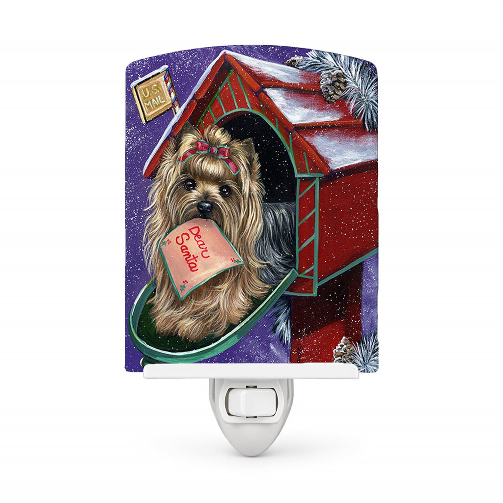 Yorkie Christmas Letter to Santa Ceramic Night Light Compact, UL-Certified, Ideal for Bedroom, Bathroom, Nursery, Hallway, Kitchen, 6x4x3, Multicolor