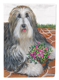 Bearded Collie Pot of Roses House Flag 28x40 Porch Sleeve Pole Decorative Outside Yard Banner Artwork Wall Hanging, Polyester