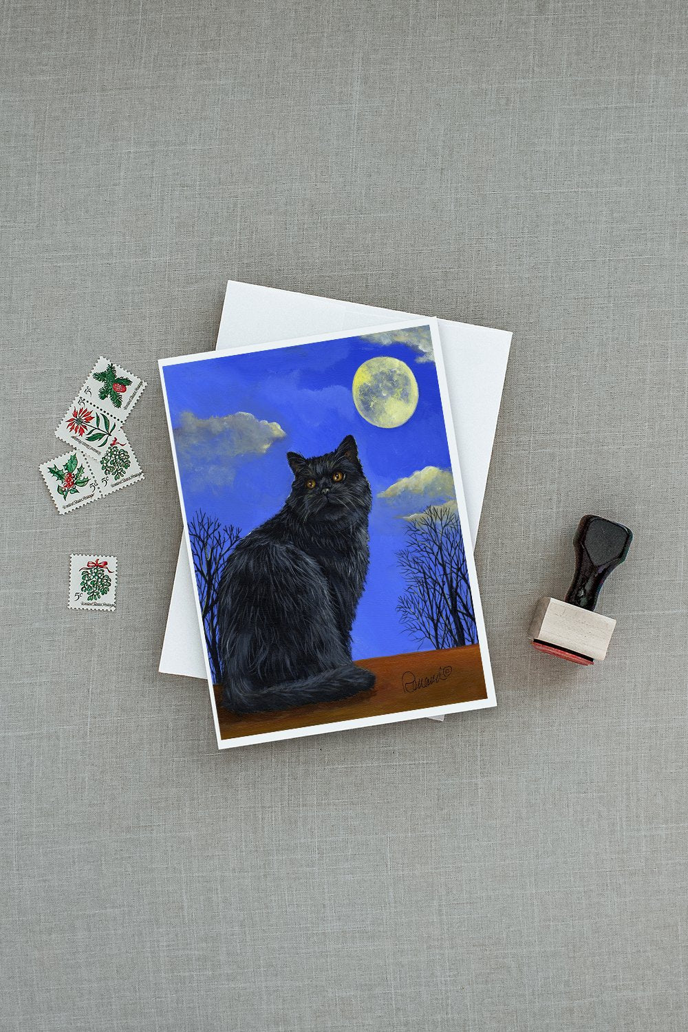 Black Cat Hocus Pocus Halloween Greeting Cards Pack of 8 Blank Cards with Envelopes Whimsical A7 Size 5x7
