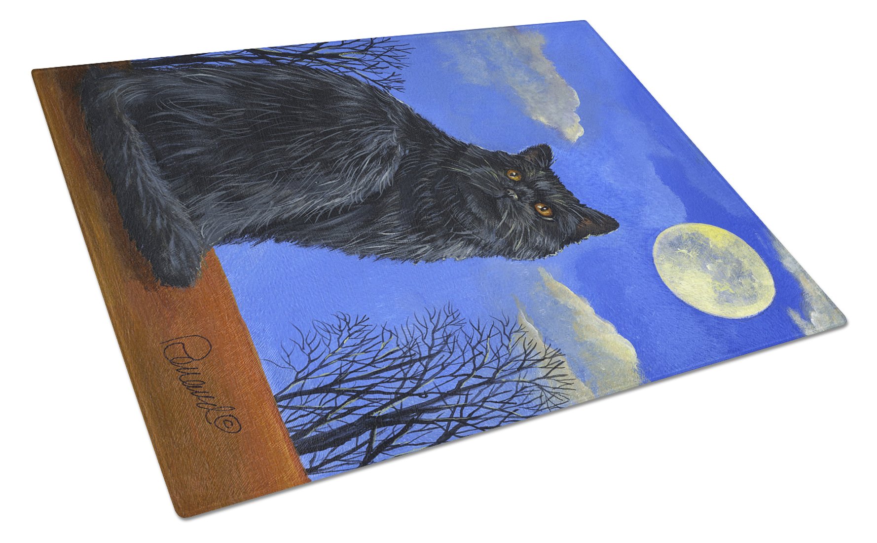 Black Cat Hocus Pocus Halloween Cutting Board Tempered Glass Kitchen Cutting Surface, Heat Resistant Chopping, Non-Slip Feet, Food Prep & Serving