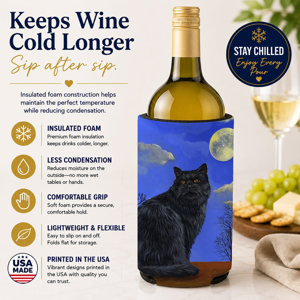 Black Cat Hocus Pocus Halloween Wine Bottle Hugger Gift Sleeve for Standard 750 ml Bottles, Insulated Reusable Also Fits Mini Shot & Pint Bottles
