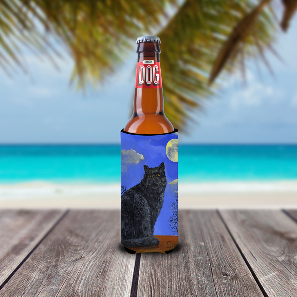 Black Cat Hocus Pocus Halloween Slim Can Hugger , Insulated Foam Hugger for 12 oz Slim Cans, Beer Bottles & Water Bottles, Printed in USA