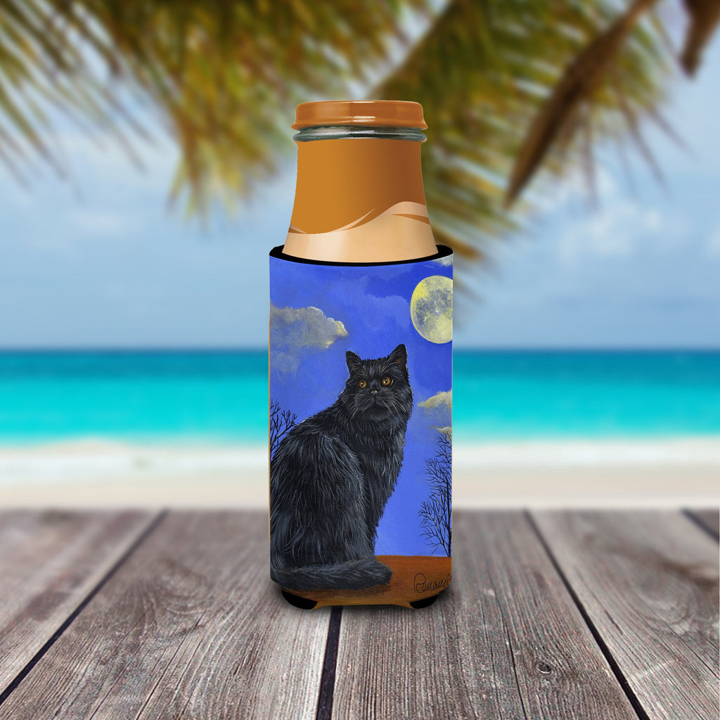 Black Cat Hocus Pocus Halloween Slim Can Hugger , Insulated Foam Hugger for 12 oz Slim Cans, Beer Bottles & Water Bottles, Printed in USA