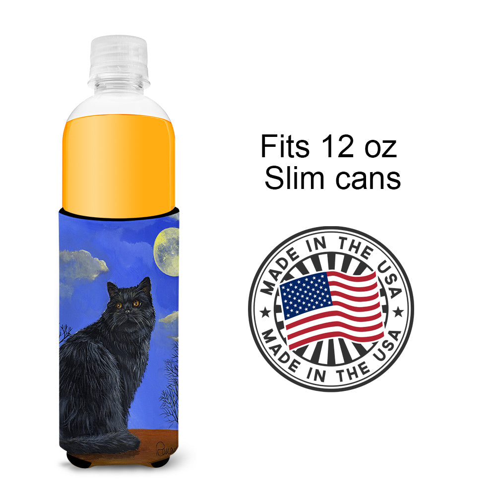 Black Cat Hocus Pocus Halloween Slim Can Hugger , Insulated Foam Hugger for 12 oz Slim Cans, Beer Bottles & Water Bottles, Printed in USA