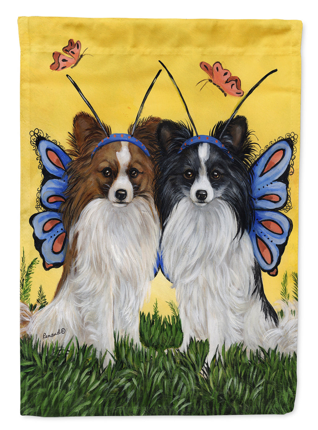 Papillon Butterflies House Flag 28x40 Porch Sleeve Pole Decorative Outside Yard Banner Artwork Wall Hanging, Polyester