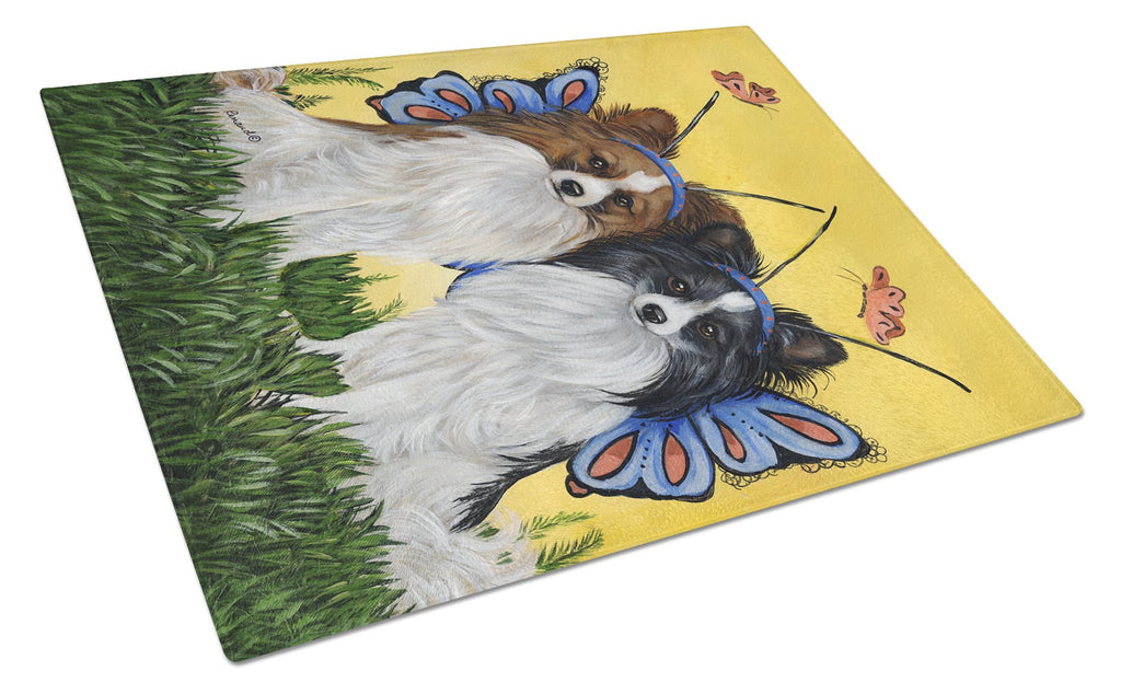 Papillon Butterflies Cutting Board Tempered Glass Kitchen Cutting Surface, Heat Resistant Chopping, Non-Slip Feet, Food Prep & Serving