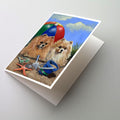Pomeranian Beach Greeting Cards Pack of 8 Blank Cards with Envelopes Whimsical A7 Size 5x7