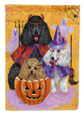 Poodle Halloween House Flag 28x40 Porch Sleeve Pole Decorative Outside Yard Banner Artwork Wall Hanging, Polyester