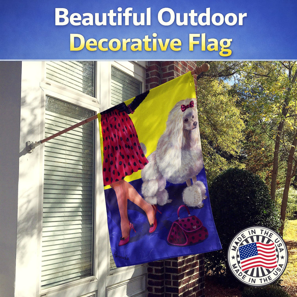 Poodle High Maintenance House Flag 28x40 Porch Sleeve Pole Decorative Outside Yard Banner Artwork Wall Hanging, Polyester