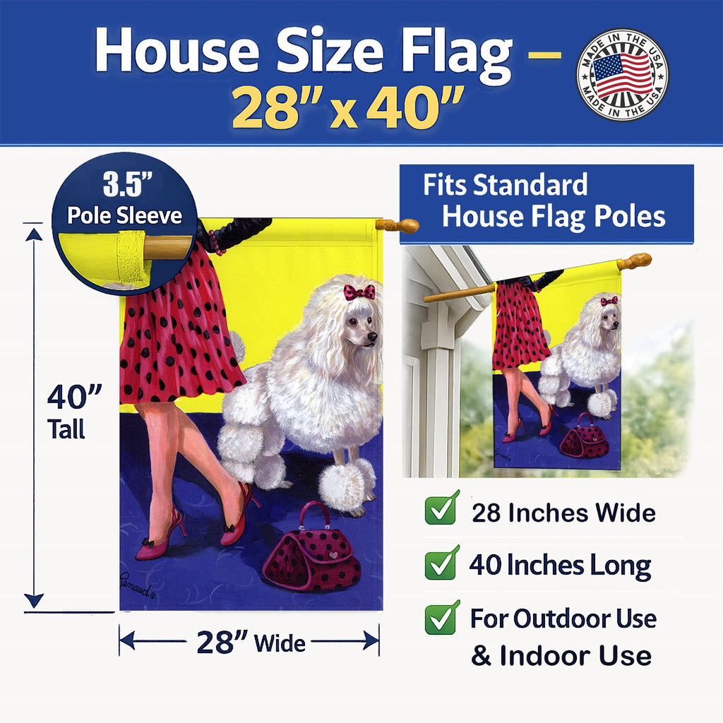 Poodle High Maintenance House Flag 28x40 Porch Sleeve Pole Decorative Outside Yard Banner Artwork Wall Hanging, Polyester