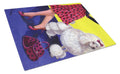 Poodle High Maintenance Cutting Board Tempered Glass Kitchen Cutting Surface, Heat Resistant Chopping, Non-Slip Feet, Food Prep & Serving