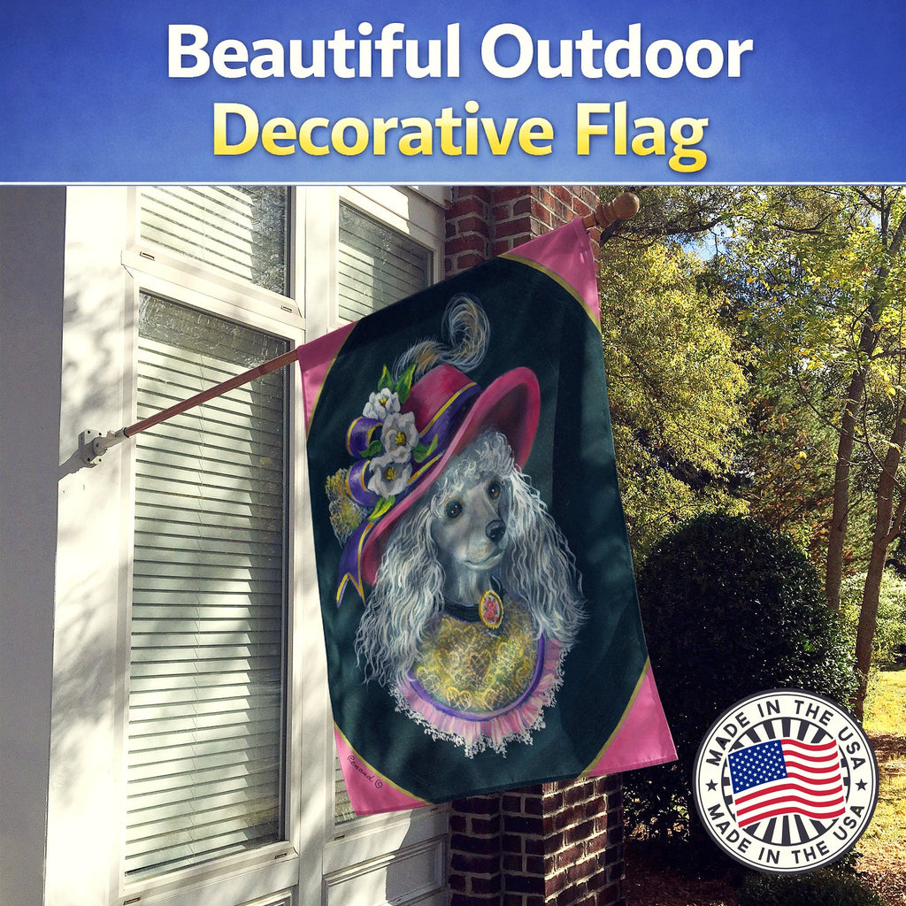 Poodle Lady Alexandria House Flag 28x40 Porch Sleeve Pole Decorative Outside Yard Banner Artwork Wall Hanging, Polyester