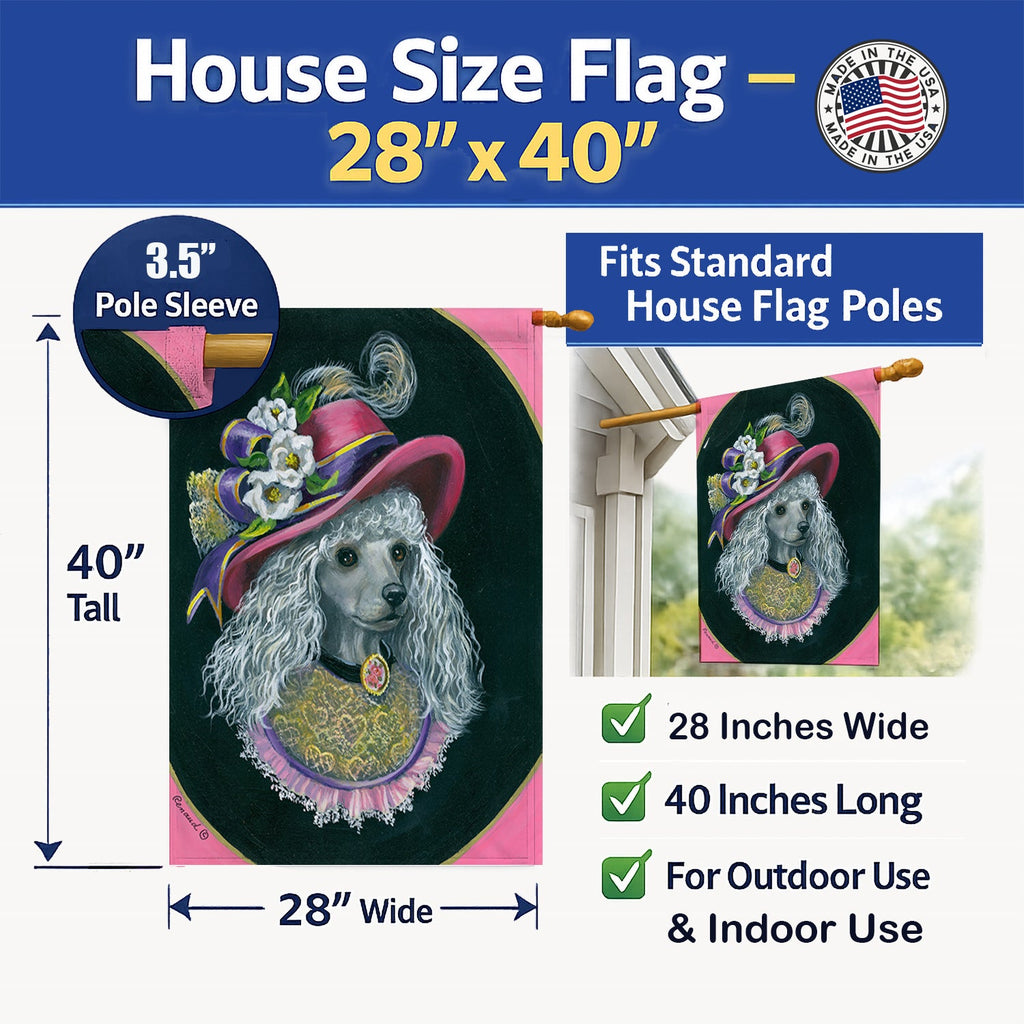Poodle Lady Alexandria House Flag 28x40 Porch Sleeve Pole Decorative Outside Yard Banner Artwork Wall Hanging, Polyester