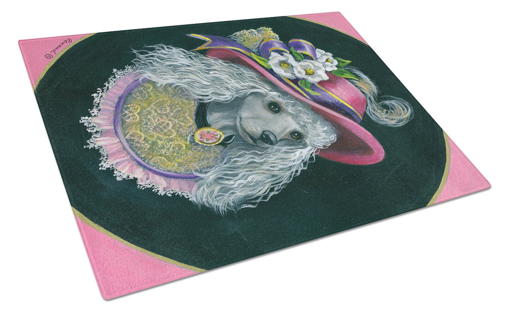 Poodle Lady Alexandria Cutting Board Tempered Glass Kitchen Cutting Surface, Heat Resistant Chopping, Non-Slip Feet, Food Prep & Serving