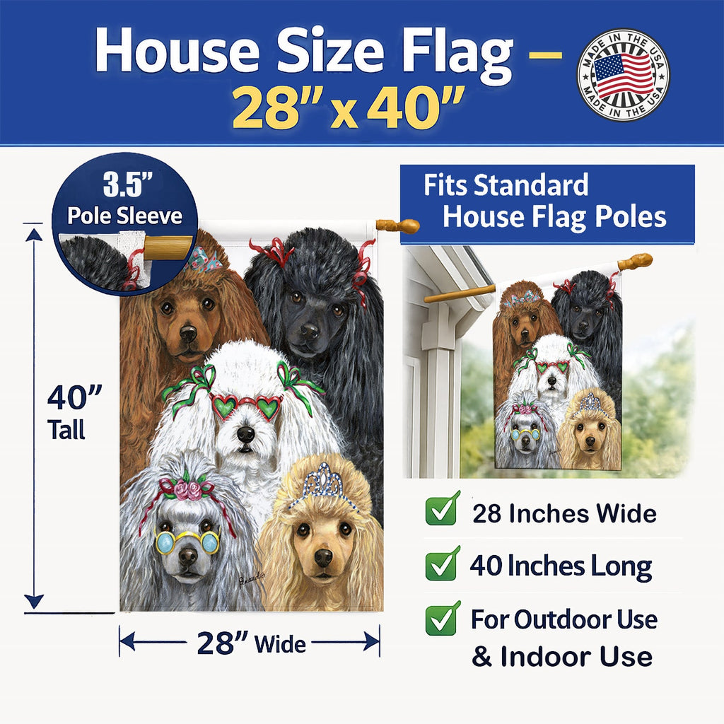 Poodle Oodles House Flag 28x40 Porch Sleeve Pole Decorative Outside Yard Banner Artwork Wall Hanging, Polyester