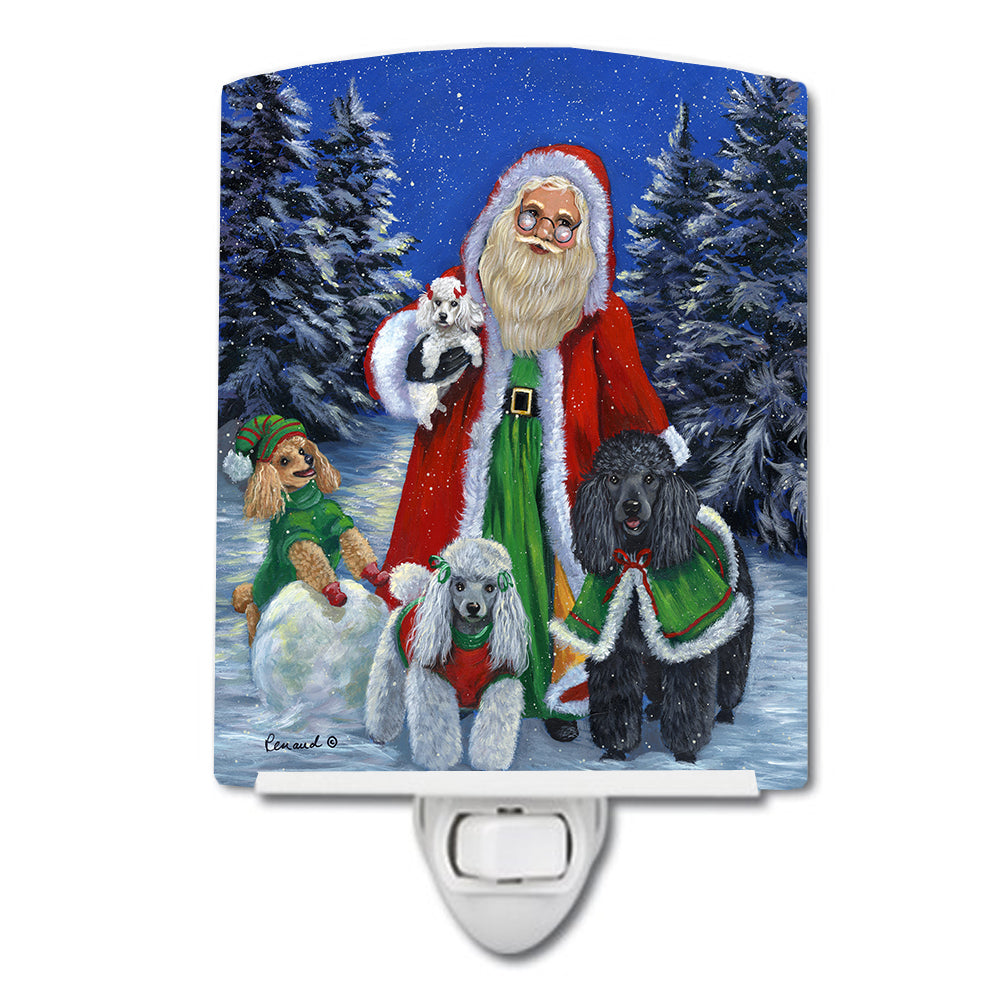 Poodle Christmas Santa Ceramic Night Light Compact, UL-Certified, Ideal for Bedroom, Bathroom, Nursery, Hallway, Kitchen, 6x4x3, Multicolor