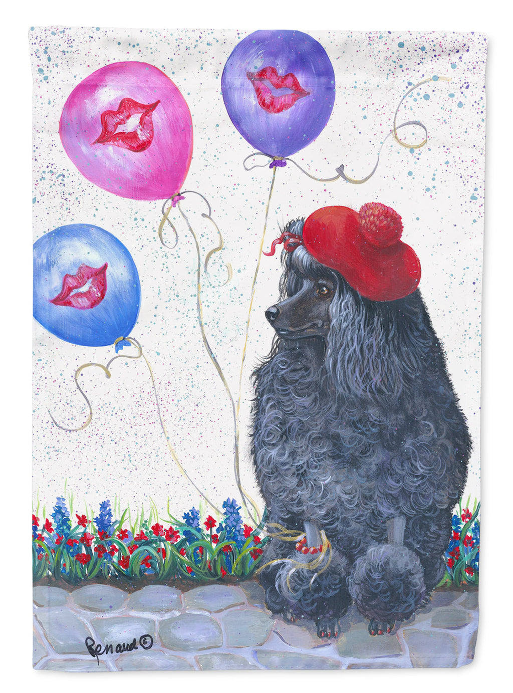 Poodle Totally Chic House Flag 28x40 Porch Sleeve Pole Decorative Outside Yard Banner Artwork Wall Hanging, Polyester