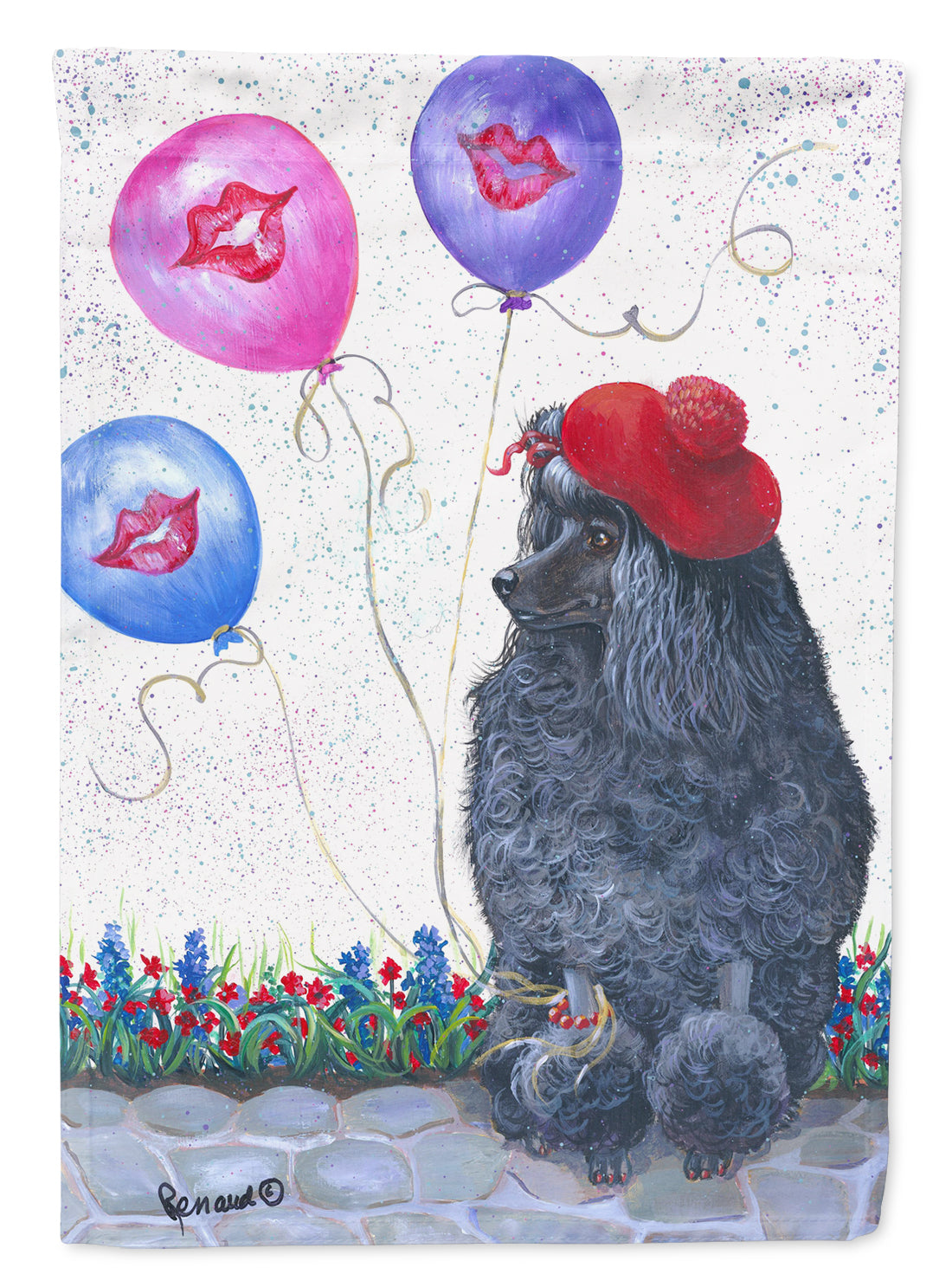 Poodle Totally Chic House Flag 28x40 Porch Sleeve Pole Decorative Outside Yard Banner Artwork Wall Hanging, Polyester