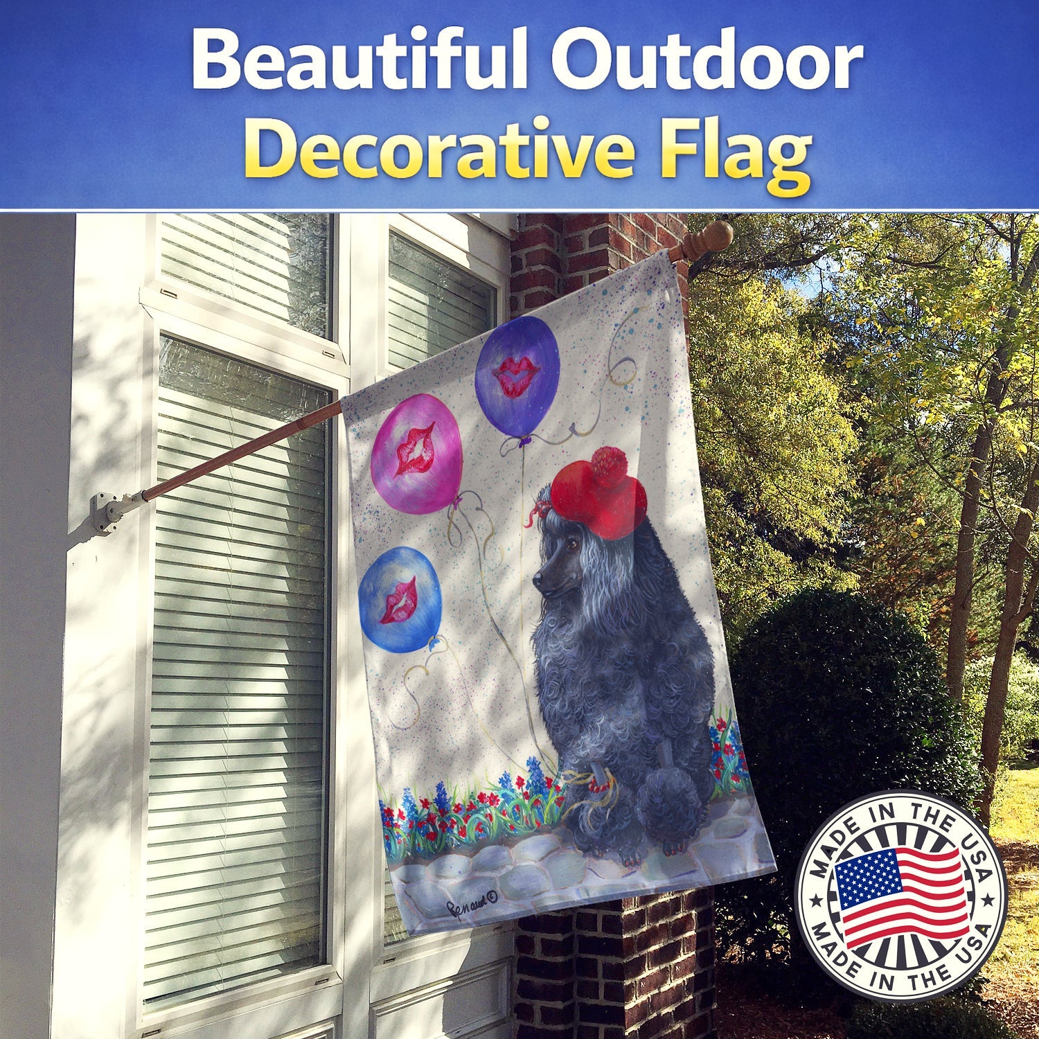 Poodle Totally Chic House Flag 28x40 Porch Sleeve Pole Decorative Outside Yard Banner Artwork Wall Hanging, Polyester