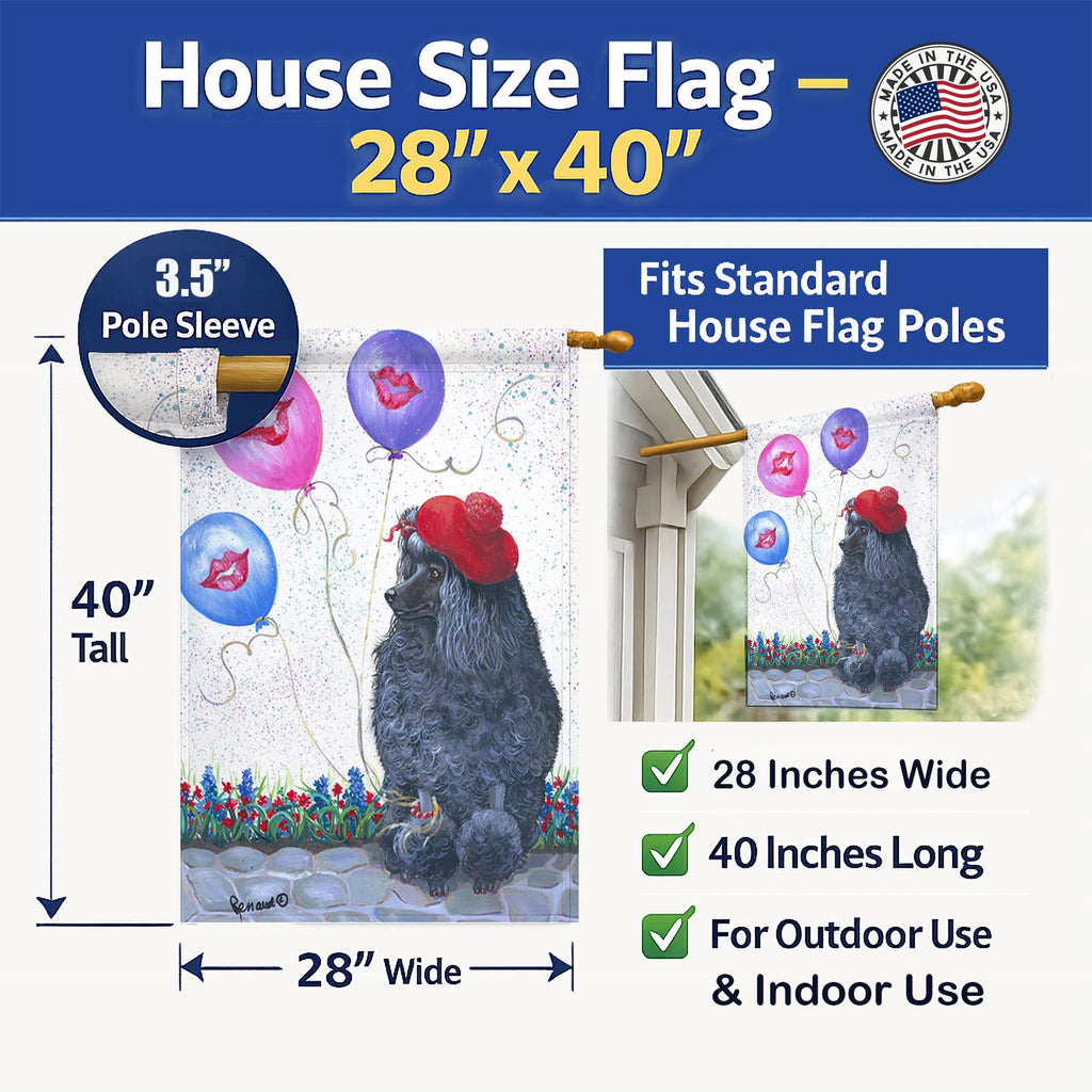 Poodle Totally Chic House Flag 28x40 Porch Sleeve Pole Decorative Outside Yard Banner Artwork Wall Hanging, Polyester