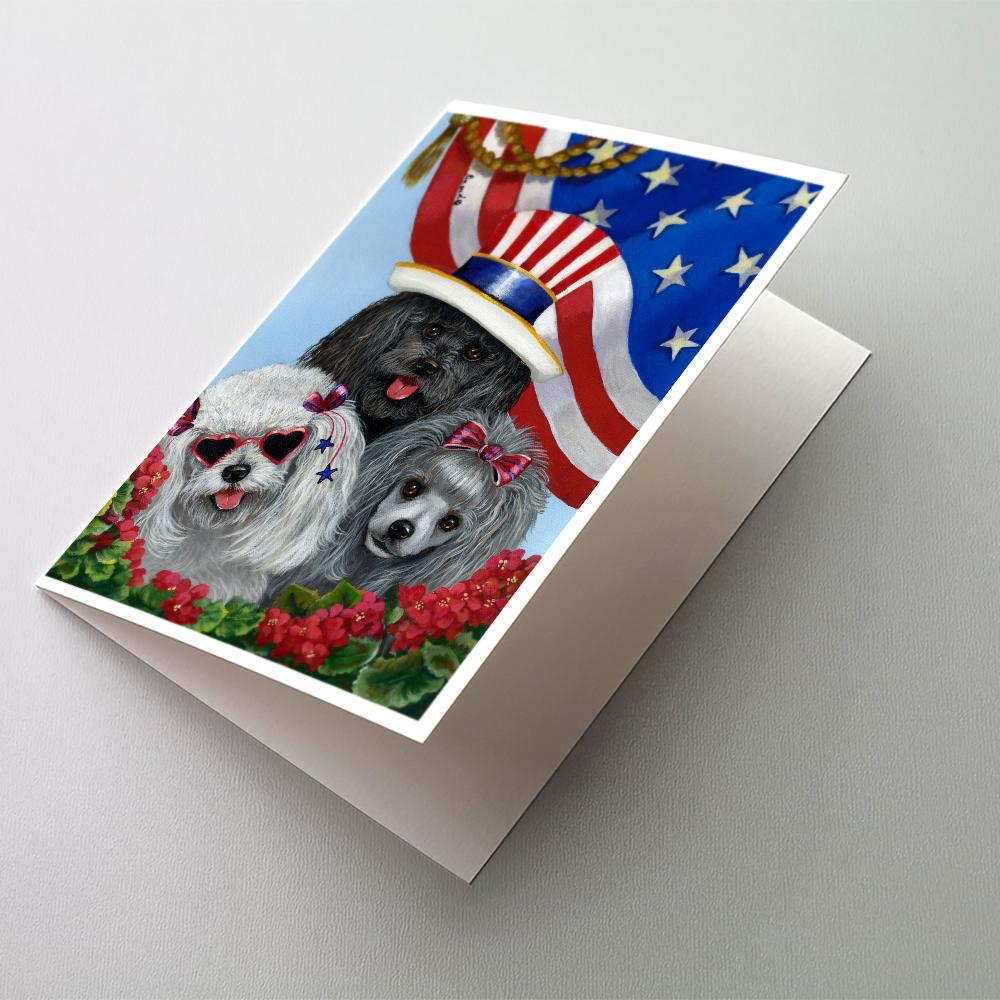 Poodle USA Greeting Cards Pack of 8 Blank Cards with Envelopes Whimsical A7 Size 5x7