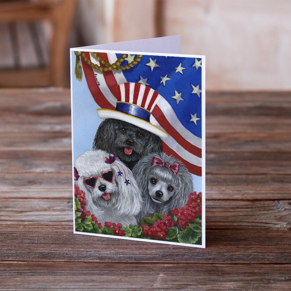 Poodle USA Greeting Cards Pack of 8 Blank Cards with Envelopes Whimsical A7 Size 5x7