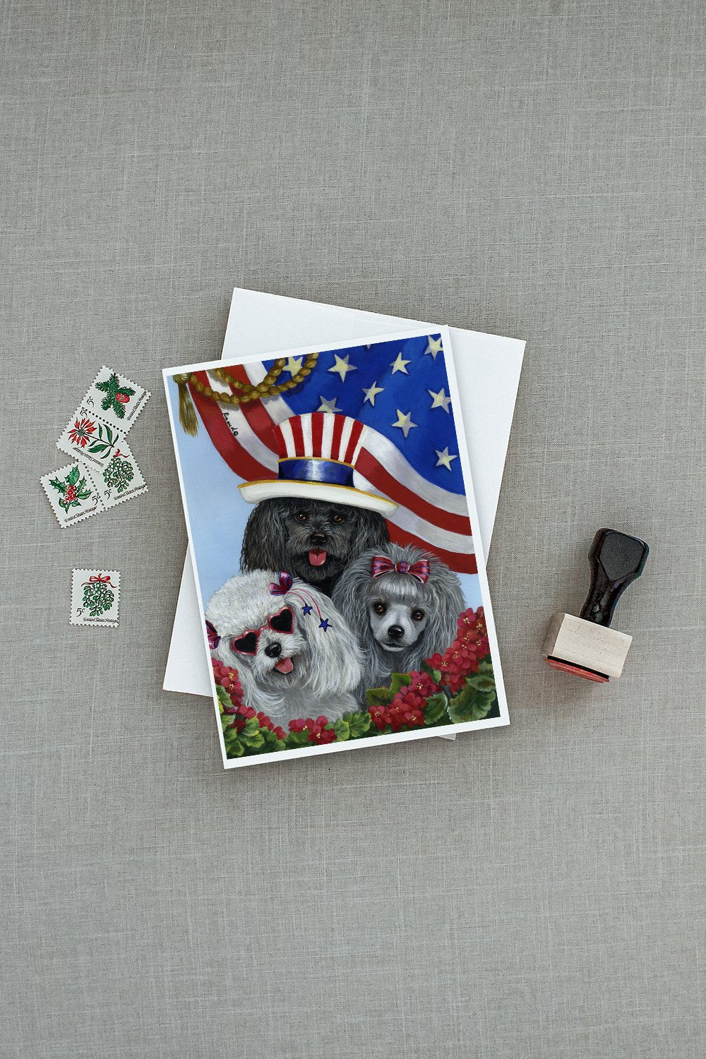Poodle USA Greeting Cards Pack of 8 Blank Cards with Envelopes Whimsical A7 Size 5x7